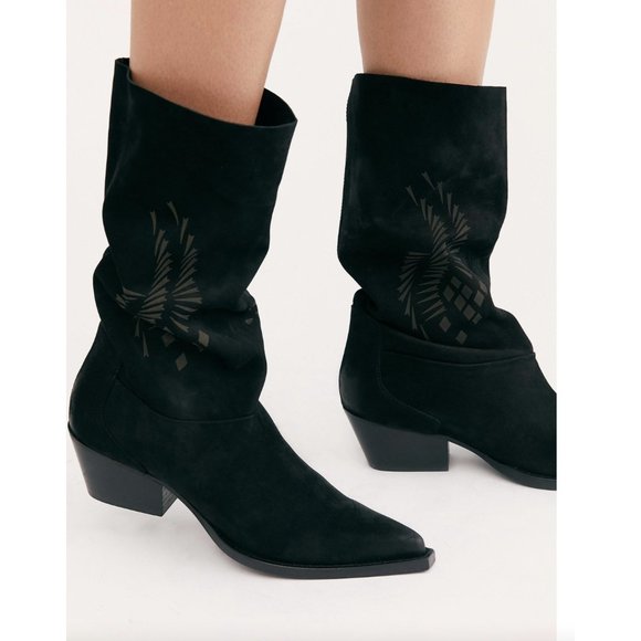 Free People Moon and Back Black Western Boots Size 40 Ankle Boots